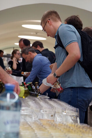 Queueing at the buffet.