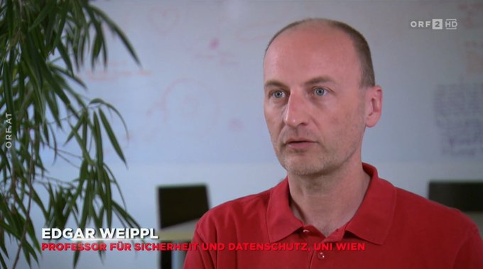 Edgar Weippl im ORF Interview (Screenshot: ORF, Mayrs Magazin)